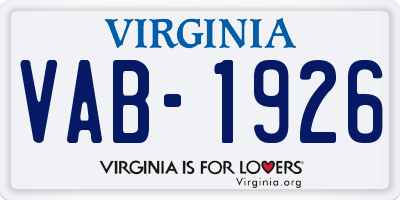 VA license plate VAB1926