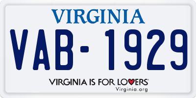 VA license plate VAB1929