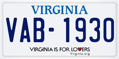 VA license plate VAB1930