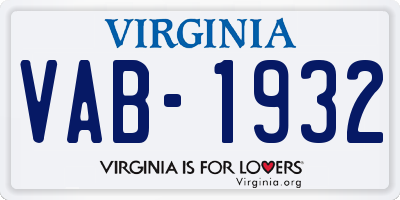 VA license plate VAB1932