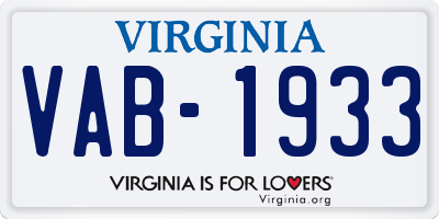 VA license plate VAB1933