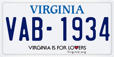 VA license plate VAB1934