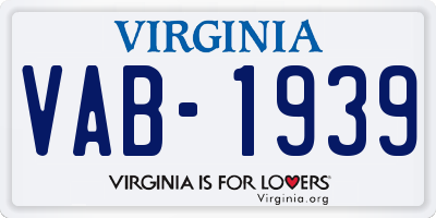 VA license plate VAB1939