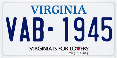 VA license plate VAB1945