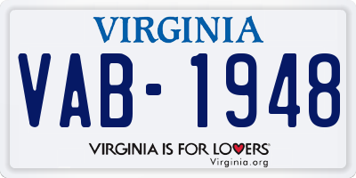 VA license plate VAB1948