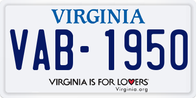 VA license plate VAB1950