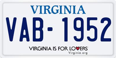 VA license plate VAB1952