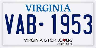 VA license plate VAB1953