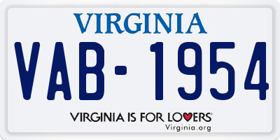 VA license plate VAB1954