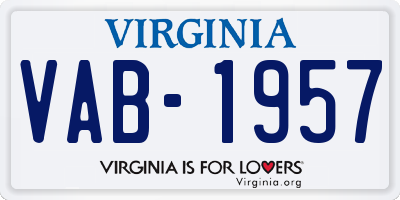 VA license plate VAB1957