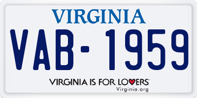 VA license plate VAB1959