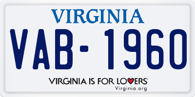 VA license plate VAB1960