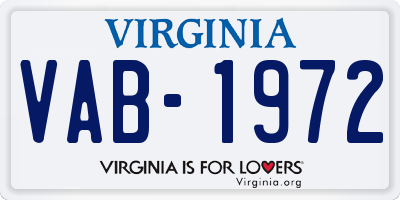 VA license plate VAB1972