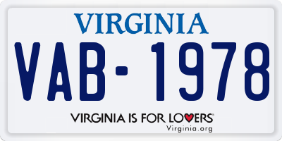 VA license plate VAB1978