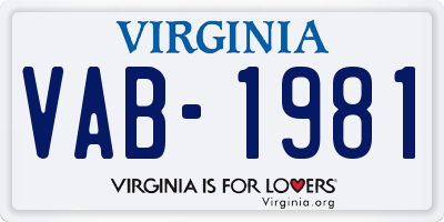 VA license plate VAB1981