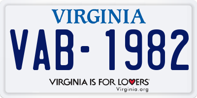 VA license plate VAB1982