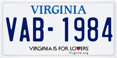 VA license plate VAB1984