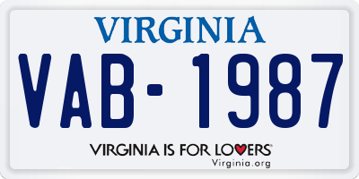 VA license plate VAB1987