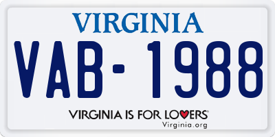 VA license plate VAB1988