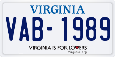 VA license plate VAB1989