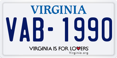 VA license plate VAB1990