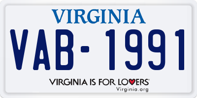 VA license plate VAB1991