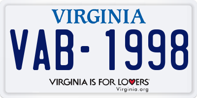 VA license plate VAB1998