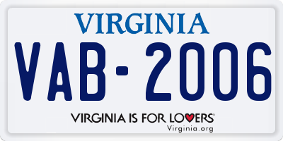 VA license plate VAB2006