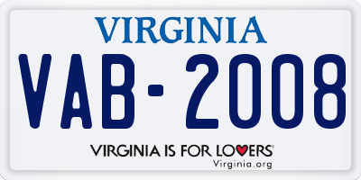 VA license plate VAB2008