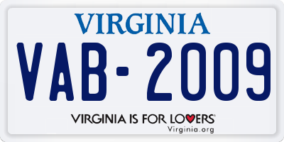 VA license plate VAB2009