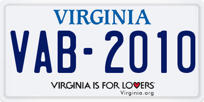 VA license plate VAB2010