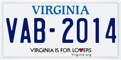 VA license plate VAB2014