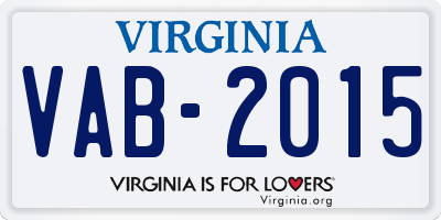 VA license plate VAB2015