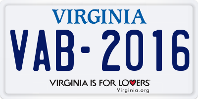 VA license plate VAB2016