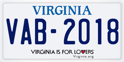 VA license plate VAB2018