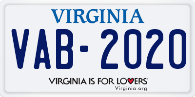 VA license plate VAB2020