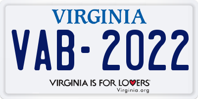 VA license plate VAB2022