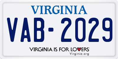 VA license plate VAB2029