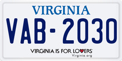 VA license plate VAB2030