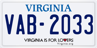 VA license plate VAB2033