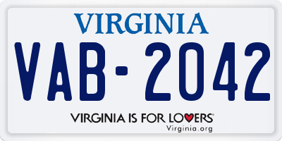 VA license plate VAB2042