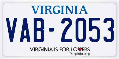 VA license plate VAB2053