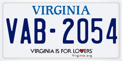 VA license plate VAB2054