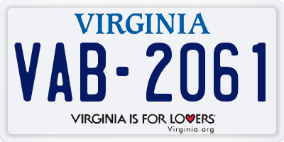 VA license plate VAB2061