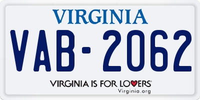 VA license plate VAB2062