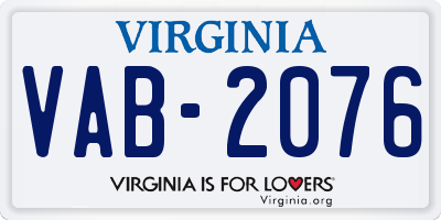 VA license plate VAB2076