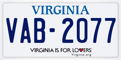 VA license plate VAB2077