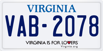 VA license plate VAB2078