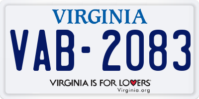 VA license plate VAB2083