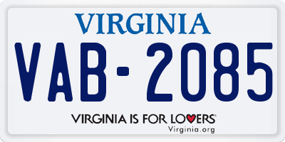 VA license plate VAB2085